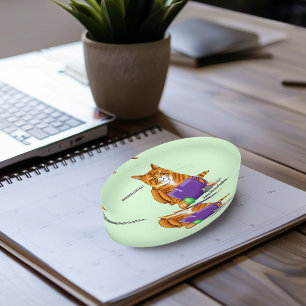 Sleepy Orange Ginger Cat Coffee Green Purple Paperweight