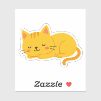 Sleepy Orange Tabby Cat Sticker