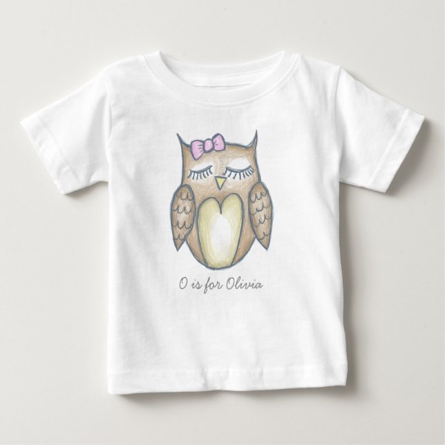 Sleepy Owl Baby Bodysuit - Customize Text (Front)