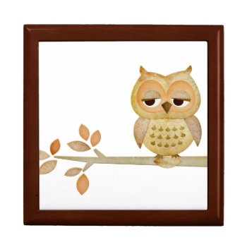 Sleepy Owl In Tree Gift Box by CuteLittleTreasures at Zazzle