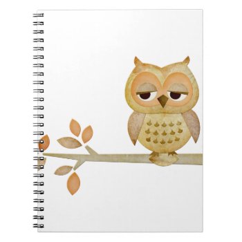 Sleepy Owl In Tree Notebook by CuteLittleTreasures at Zazzle