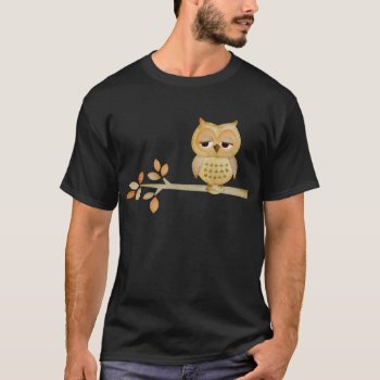 Sleepy Owl In Tree T-shirt by CuteLittleTreasures at Zazzle