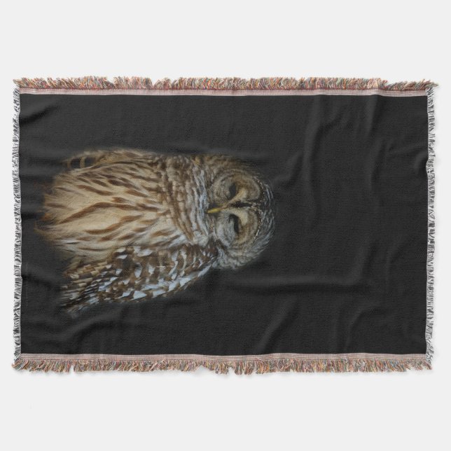 Sleepy Owl Throw Blanket (Front)