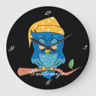 Sleepy Owl Thunder_Cove Large Clock
