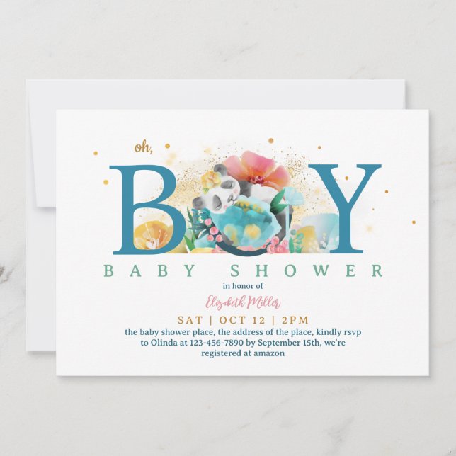 Sleepy Panda (熊貓) Oh Boy Baby Shower Invitation (Front)