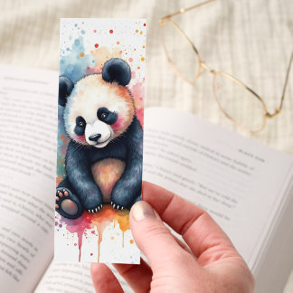 Sleepy Panda Bookmark – Cute Watercolor Panda Art