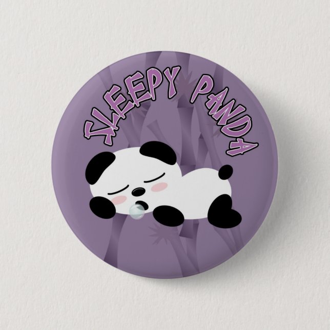 Sleepy Panda Pinback Button (Front)
