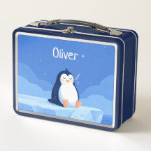 Sleepy Penguin, Boys, Personalized Blue