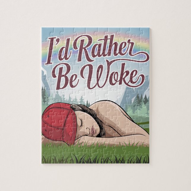 Sleepy Person Rather Be Woke Mountain Rainbow  Jigsaw Puzzle (Vertical)
