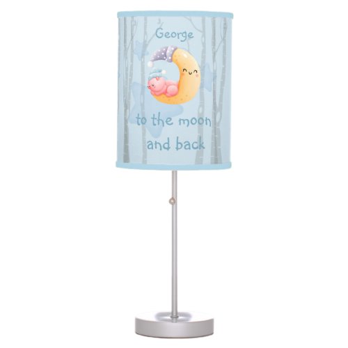 Sleepy Piggy To The Moon and Back Table Lamp