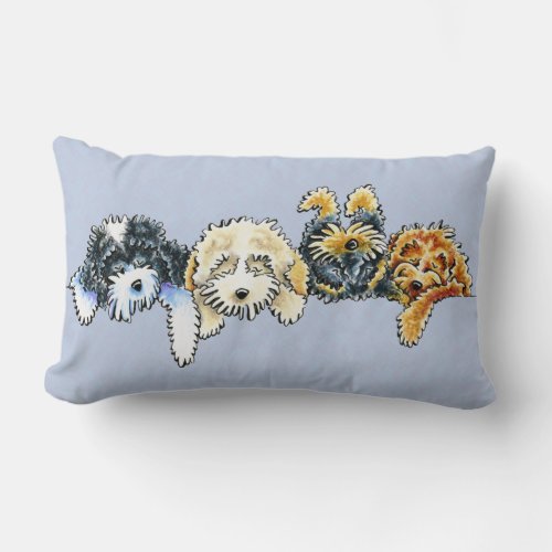 Sleepy Poodle Mix Pups Lumbar Pillow