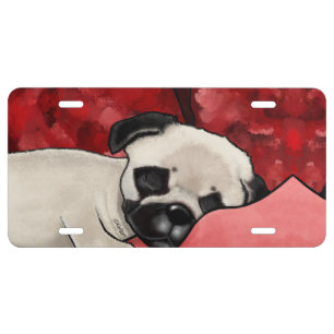 Sleepy Pug Puppy License Plate