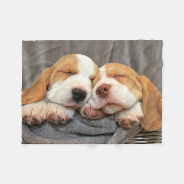 Sleepy Puppies Fleece Blanket (Front (Horizontal))
