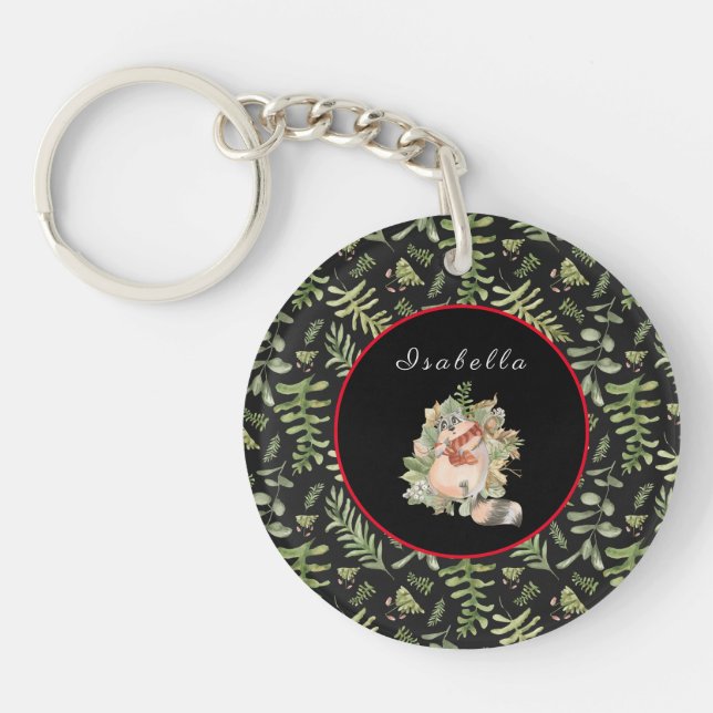 Sleepy Raccoon Customize Text and Color Keychain (Front)
