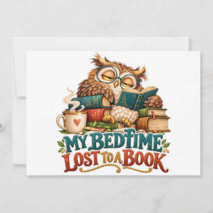 Sleepy Reading Owl – Book Lover Humor Invitation