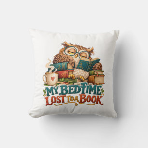 Sleepy Reading Owl – Book Lover Humor Throw Pillow