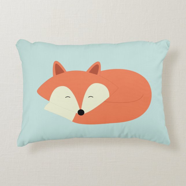 Sleepy Red Fox Accent Pillow (Front)