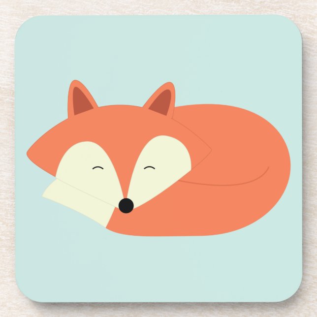 Sleepy Red Fox Drink Coaster (Front)