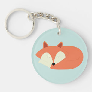 Sleepy Red Fox Keychain