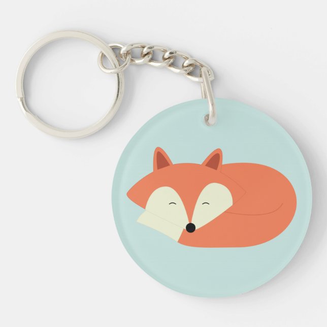 Sleepy Red Fox Keychain (Front)