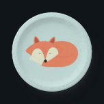 Sleepy Red Fox Paper Plates<br><div class="desc">Adorable vector illustration of a cute little fox taking a nap.</div>