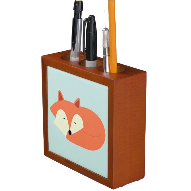 Sleepy Red Fox Pencil/Pen Holder (In Situ)