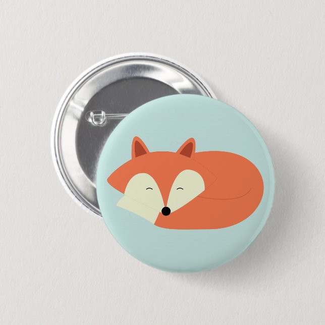 Sleepy Red Fox Pinback Button (Front & Back)
