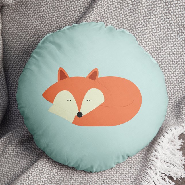 Sleepy Red Fox Round Pillow (Creator Uploaded)