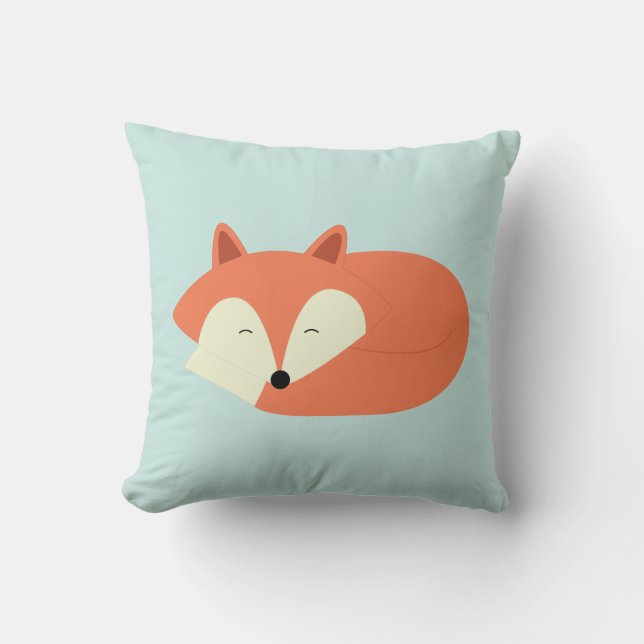 Sleepy Red Fox Throw Pillow (Front)
