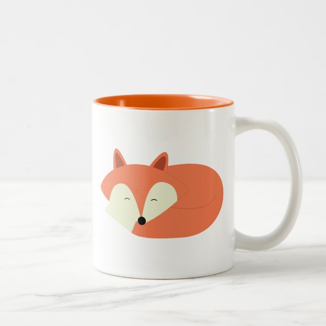 Sleepy Red Fox Two-Tone Coffee Mug (Right)
