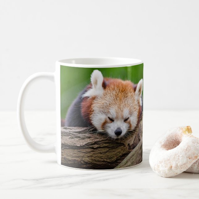 Sleepy red panda coffee mug (With Donut)