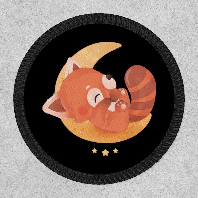 Sleepy Red Panda on the Moon Patch (Front)