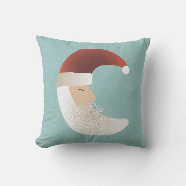Sleepy Santa Half Moon Christmas Bendel Throw Pillow (Front)