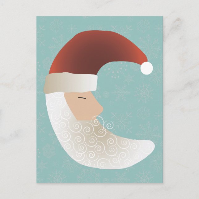 Sleepy Santa Half Moon Christmas Postcard (Front)