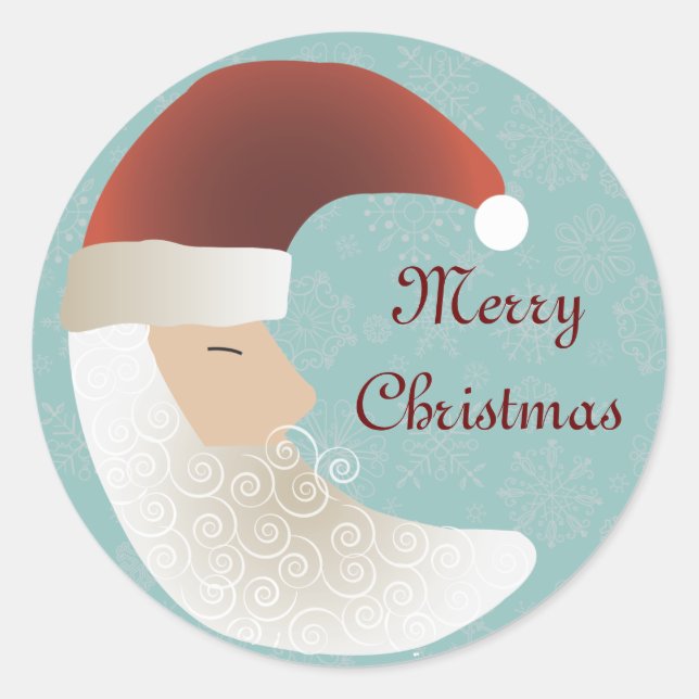 Sleepy Santa Half Moon Christmas Stickers (Front)