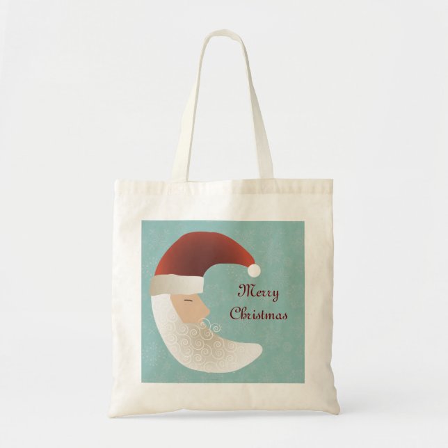 Sleepy Santa Half Moon Christmas Tote Bag (Front)