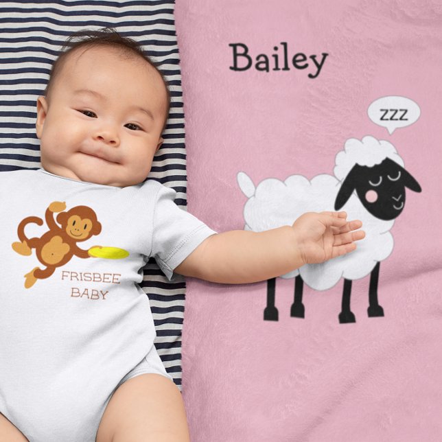 Sleepy Sheep Pink Personalized Baby Blanket (Creator Uploaded)