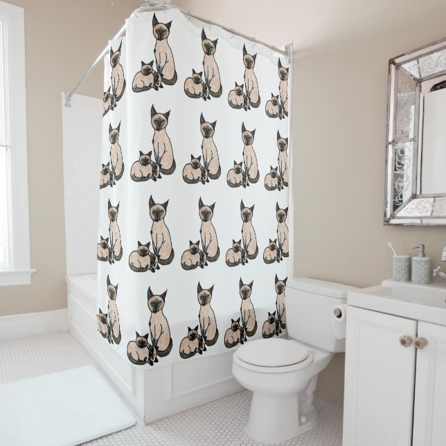 Sleepy Siamese Shower Curtain (In Situ)