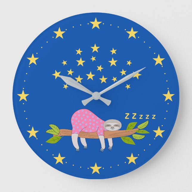 Sleepy Sloth Acrylic Wall Clock (Front)