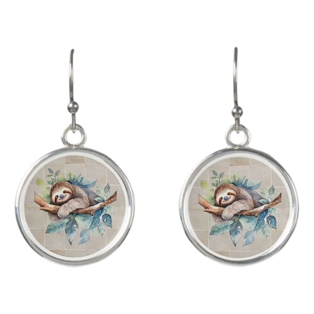 Sleepy Sloth Drop Earrings (Front)