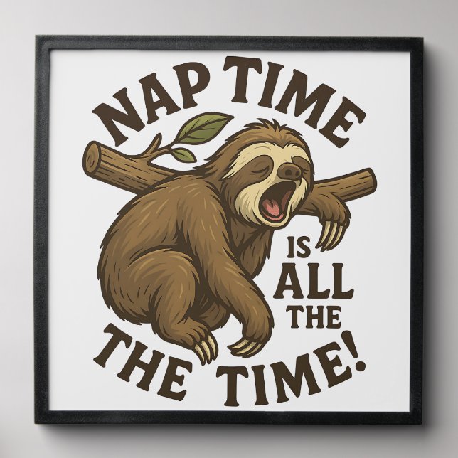 Sleepy Sloth Funny Peel And Stick Photo Tile (Front Set)