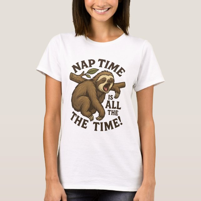 Sleepy Sloth Funny T-Shirt (Front)
