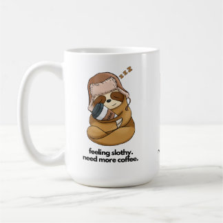 Sleepy Sloth Hugging Coffee Coffee Mug