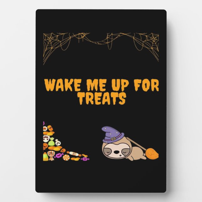 Sleepy sloth ready for Halloween treats! Classic T Plaque (Front)