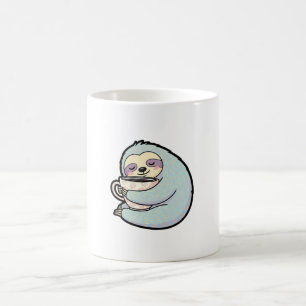 Sleepy Sloth with Coffee – Cute Cozy Illustration Mug