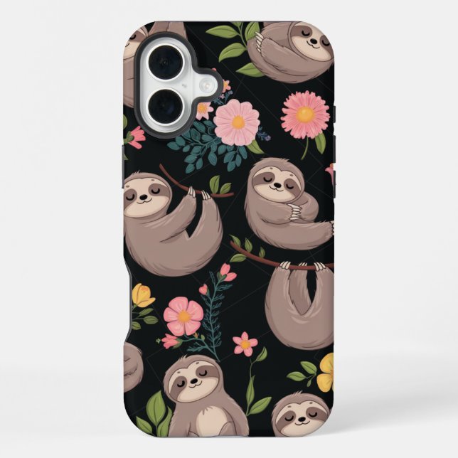Sleepy Sloths & Floral Dreams iPhone Case (Back)