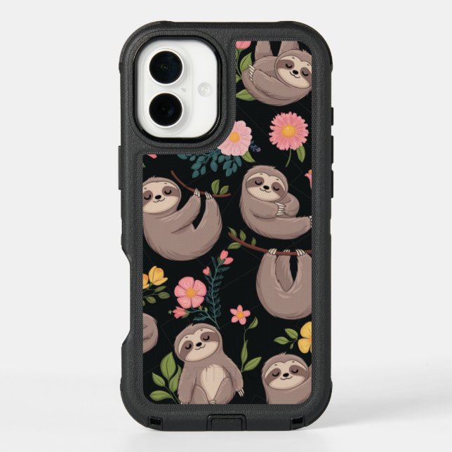 Sleepy Sloths & Floral Dreams Otterbox iPhone Case (Back)