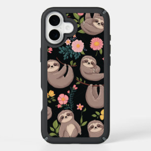 Sleepy Sloths & Floral Dreams iPhone 16 Plus Case