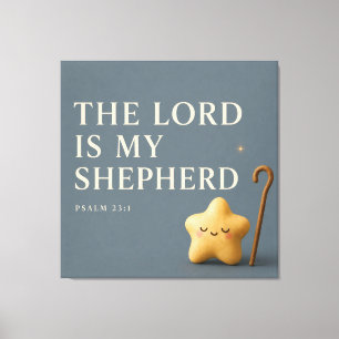 Sleepy Star Psalm 23:1 Blue Gray Canvas Print