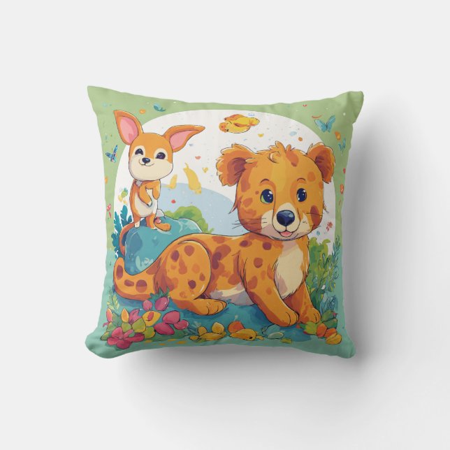 Sleepy Stars Cartoon Pillow and Kids Room Decor (Front)